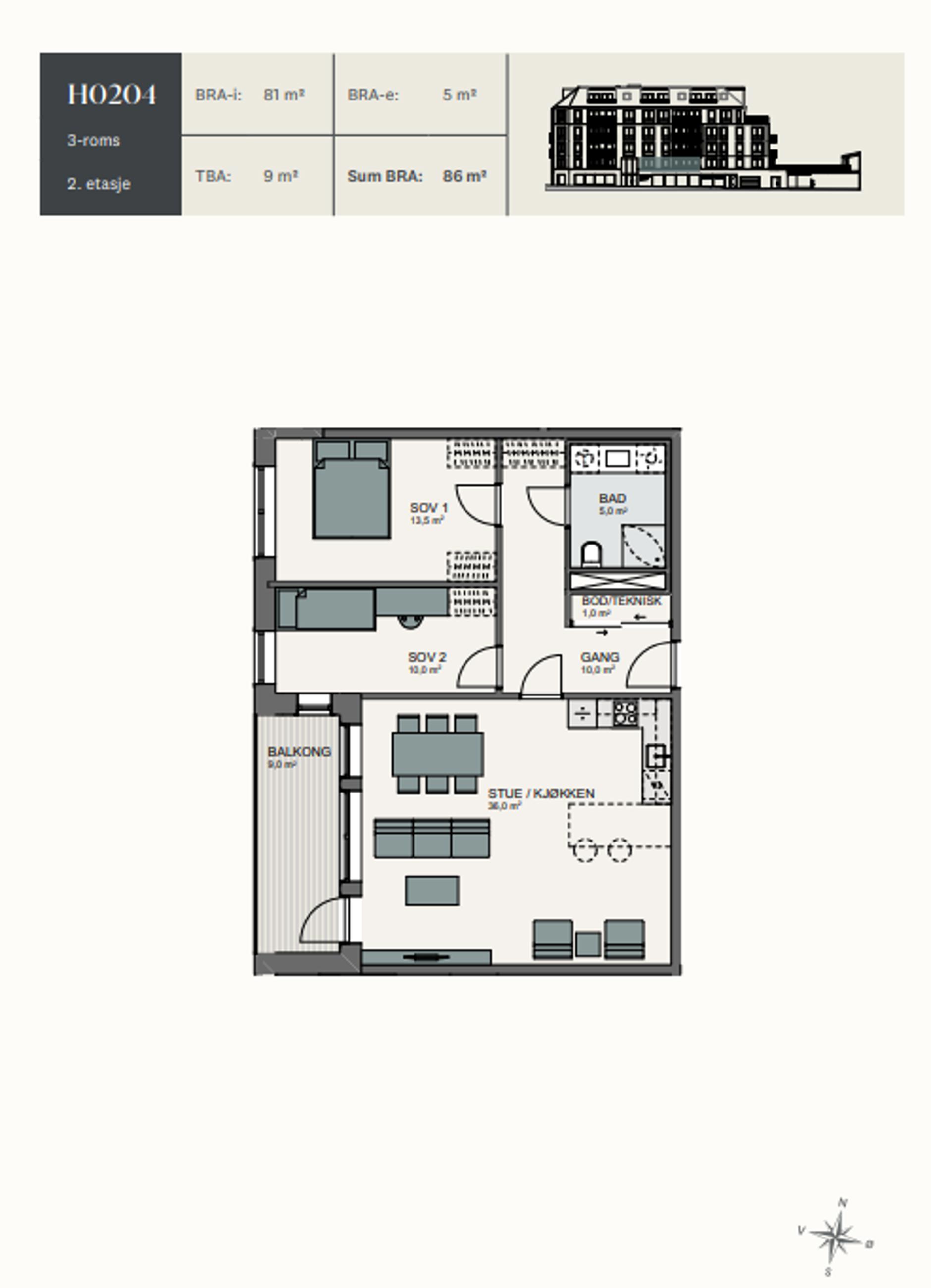 Møllersgate 1A og 1B - leil. H0204, SANDEFJORD